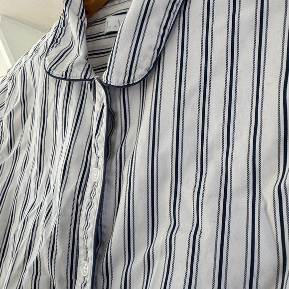 Striped Button-Up Pajama Top (shorts included for free) - Picture 3 of 9